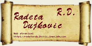 Radeta Dujković vizit kartica